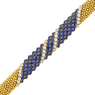 Lot 1210 - Gold, Sapphire and Diamond Bracelet