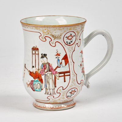 Lot 213 - A Chinese Export Famille Rose Porcelain Mug Decorated with Figural Scenes