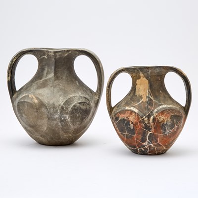 Lot 159 - Two Chinese Han-Style Twin-Handled Painted Pottery Vases