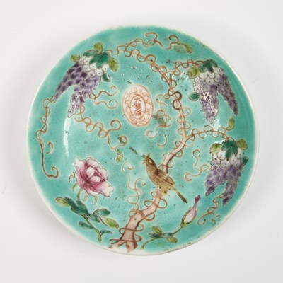 Lot 237 - A Chinese Turquoise Ground 'Dayazhai Style' Porcelain Saucer