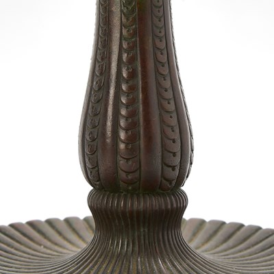 Lot 233 - Tiffany Studios Bronze and Leaded Glass Peony Table Lamp