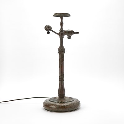Lot 233 - Tiffany Studios Bronze and Leaded Glass Peony Table Lamp