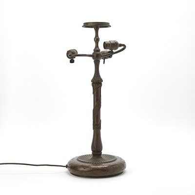 Lot 233 - Tiffany Studios Bronze and Leaded Glass Peony Table Lamp
