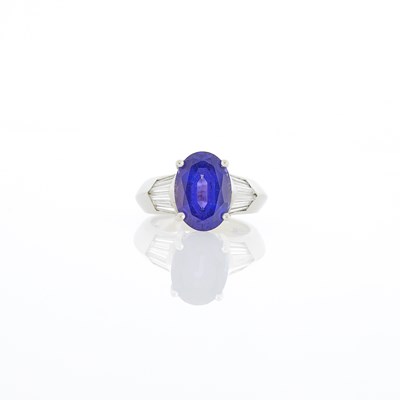 Lot 1141 - White Gold, Tanzanite and Diamond Ring