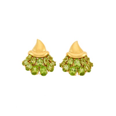Lot 1040 - Pair of Gold and Peridot Earrings