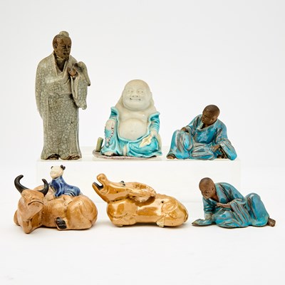Lot 162 - Six Chinese Glazed Pottery and Porcelain Figures