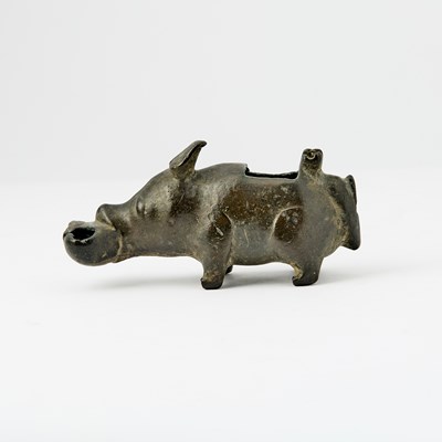 Lot 91 - A Chinese Bronze Water Dropper or Coupe in the Form of a Boar