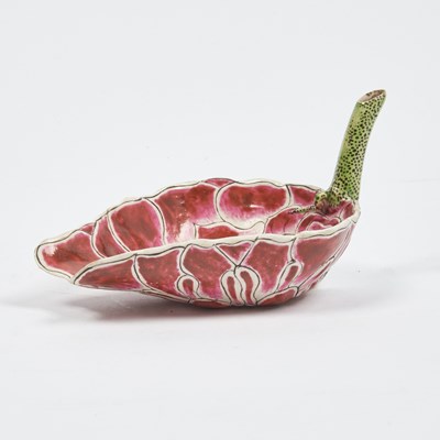 Lot 215 - A Chinese Famille Rose Molded Porcelain 'Lotus' Water Dropper