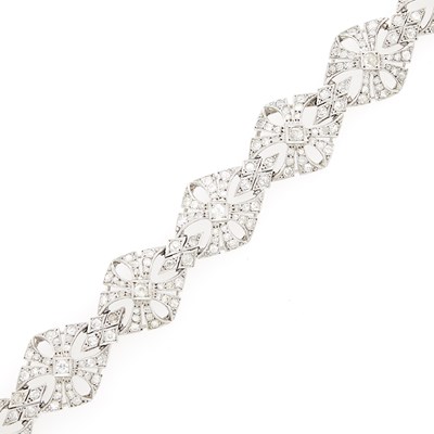 Lot 1142 - Platinum and Diamond Bracelet