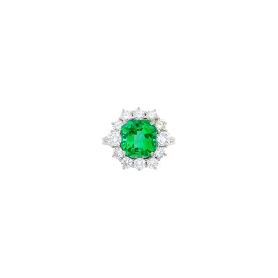 Lot 291 - White Gold, Emerald and Diamond Ring