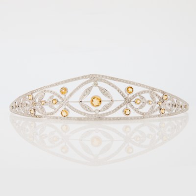 Lot 1329 - White Metal, Citrine and Diamond Tiara
