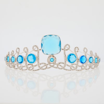 Lot 1346 - White Metal, Blue Glass and Diamond Tiara