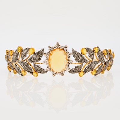 Lot 1316 - Gilt-Metal, Orange Glass and Diamond Tiara