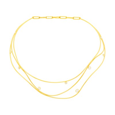 Lot 128 - Tiffany & Co., Elsa Peretti Gold and Diamond 'Wave' Necklace