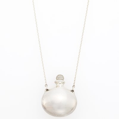 Lot 1019 - Tiffany & Co., Elsa Peretti Silver and Diamond Bottle Pendant-Necklace