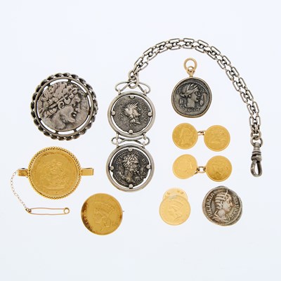 Lot 68 - Group of Gold & Silver Coin Jewelry