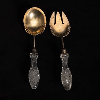Lot 202 - Glass Handled Sterling Serving Utensils