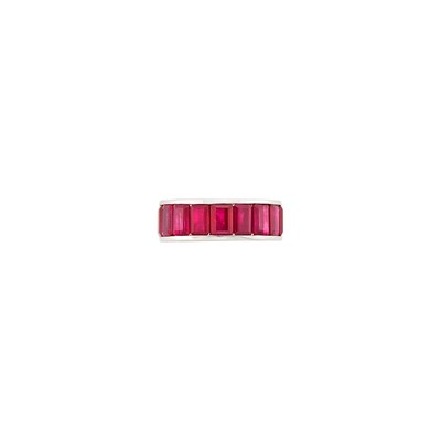 Lot 25 - White Gold and Ruby Band Ring
