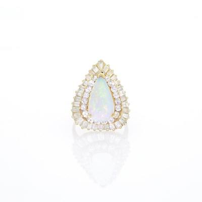Lot 1220 - Gold, Opal and Diamond Ballerina Ring
