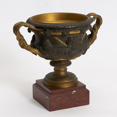 Lot 222 - Neoclassical Style Bronze Urn on Marble Stand