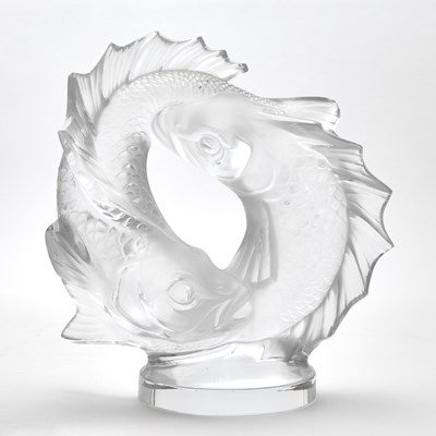 Lot 3112 - Lalique Molded Glass "Deux Poissons" Sculpture