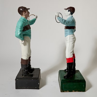 Lot 232 - Two Cast Iron Lawn Jockeys Painted in Whitney Silks
