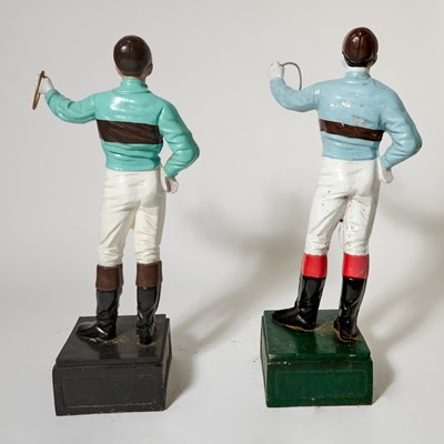 Lot 232 - Two Cast Iron Lawn Jockeys Painted in Whitney Silks