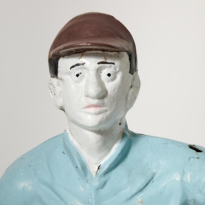 Lot 232 - Two Cast Iron Lawn Jockeys Painted in Whitney Silks