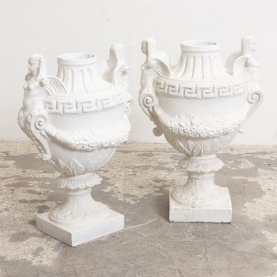 Lot 244 - Pair of White Painted Ceramic Planters