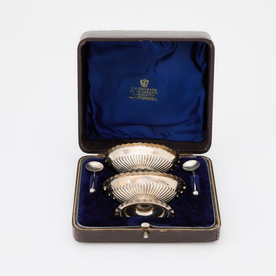 Lot 3309 - Cased Set of English Sterling Silver Open Salts and Spoons