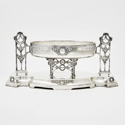 Lot 3299 - Art Nouveau Style Silver Plated and Glass Centerpiece
