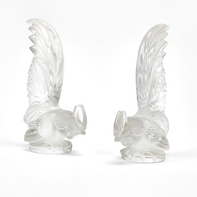 Lot 3111 - Two Lalique Molded Glass Figures of Roosters