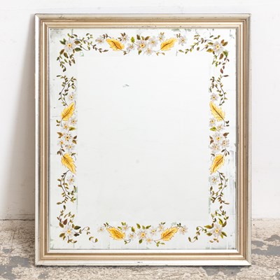 Lot 360 - Silver Leaf and Reverse-Painted Glass Mirror