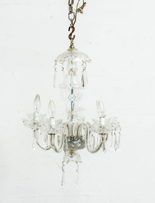 Lot 321 - Waterford George III Style Cut and Molded Glass Five-Light Chandeliers