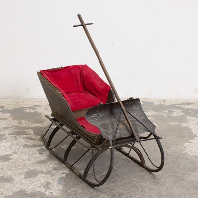 Lot 100 - Painted Wood and Metal Child's Sled