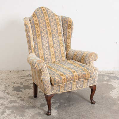 Lot 30 - George II Style Upholstered Mahogany Wing Chair