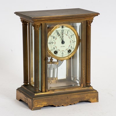 Lot 163 - Seth Thomas Brass and Glass Mantel Clock