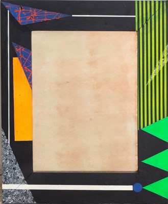 Lot 361 - Geometric Paint Decorated Wood Mirror