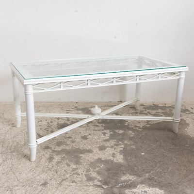 Lot 177 - White Painted Glass Top Dining Table