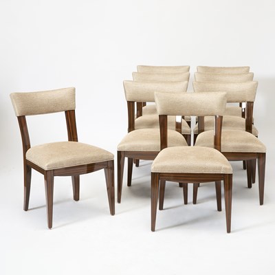 Lot 328 - Set of Eight Art Deco Style Macassar Ebony Dining Chairs