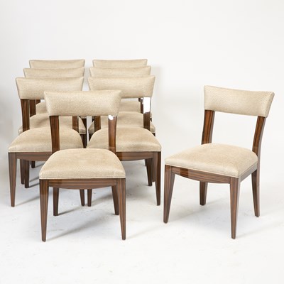 Lot 327 - Set of Eight Art Deco Style Macassar Ebony Dining Chairs