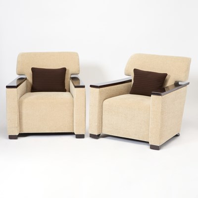 Lot 319 - Pair of Art Deco Style Upholstered Lounge Chairs
