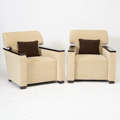 Lot 318 - Pair of Art Deco Style Upholstered Lounge Chairs