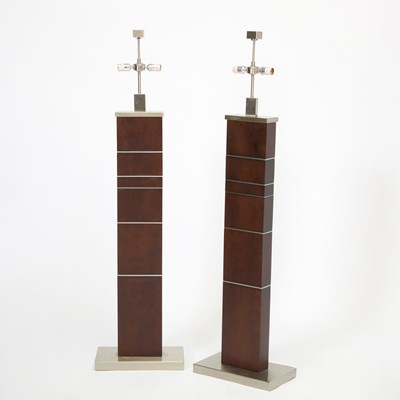 Lot 317 - Pair of Art Deco Rosewood and Stainless Steel Floor Lamps