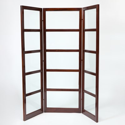 Lot 306 - Three-Panel Mahogany and Glass Screen
