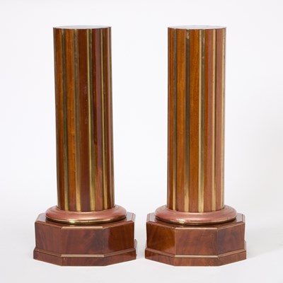 Lot Pair of Louis XVI Style Parcel-Gilt Mahogany Pedestals