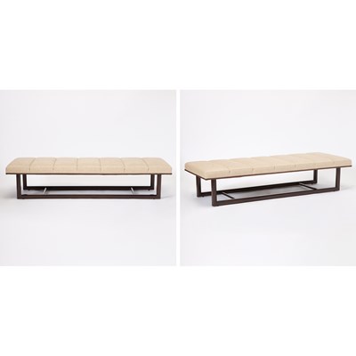 Lot 333 - Pair of Art Deco Upholstered Stained Wood Benches