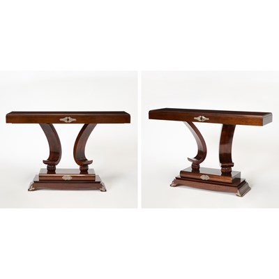 Lot 339 - Pair of Art Deco Style Mahogany Consoles