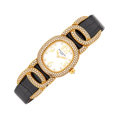 Lot 18 - Patek Philippe Gold, Mother-of-Pearl and Diamond 'Golden Ellipse' Wristwatch
