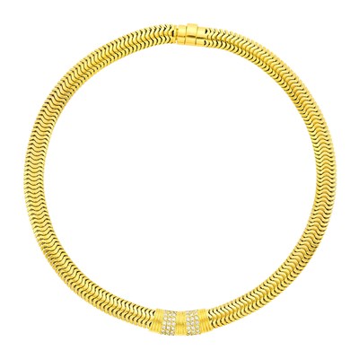 Lot 107 - Gold and Diamond Snake Link Necklace